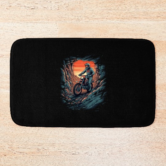 Dirt Bike Rocky Terrain Offroad Biker Motocross Bath Mats