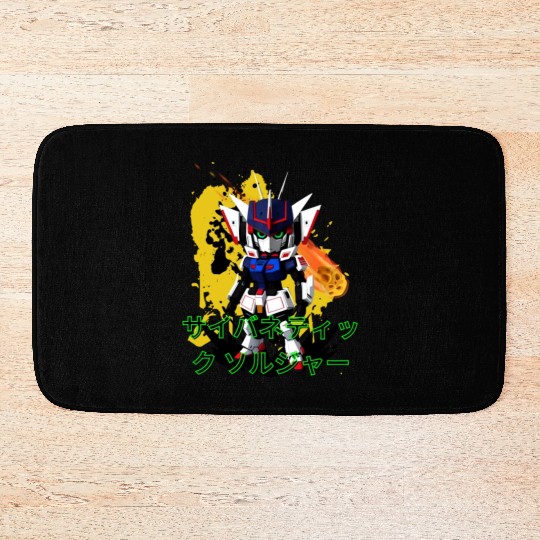 Chibi Mecha: A Cute Cyberpunk Design 9 Bath Mats