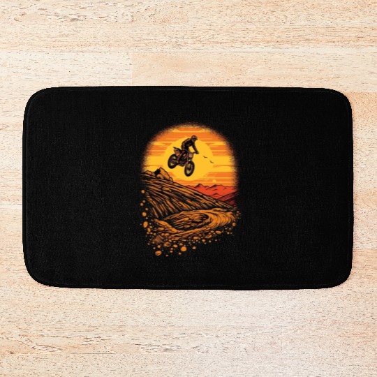 Dirt Bike Jumping Dirt Mound Motorcycle Biker Bath Mats