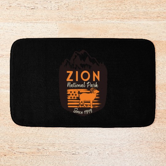 Zion National Park Us Flag Bighorn Sheep Mountains Bath Mats