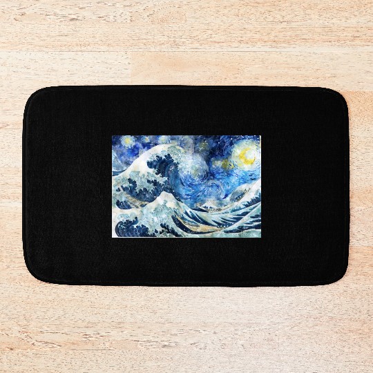 Great Wave During a Starry Night Click on Artist Bath Mats