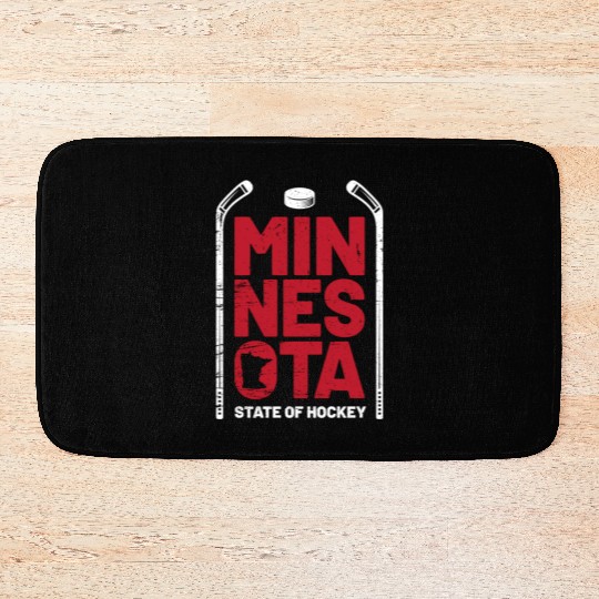 Minnesota State Of Hockey Mn State Map Bath Mats