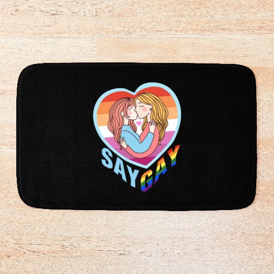 Say Gay Lesbian Couple Bath Mats