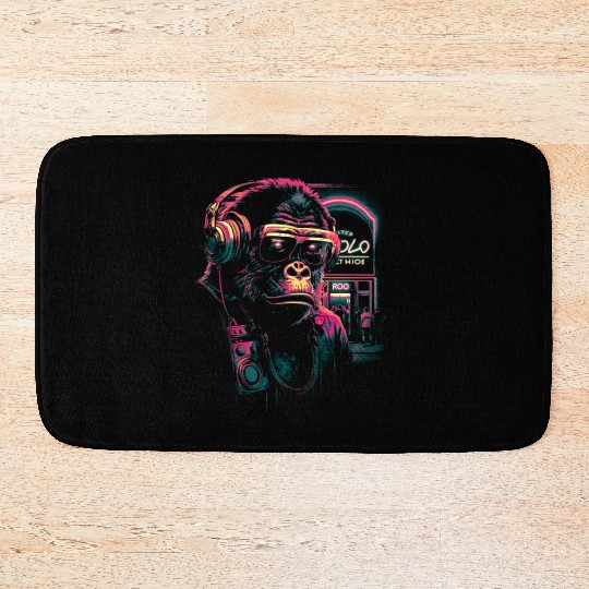 neon gorilla Bath Mats