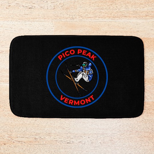 Retro Skiing in Pico Peak Vermont Holiday Souvenir Bath Mats