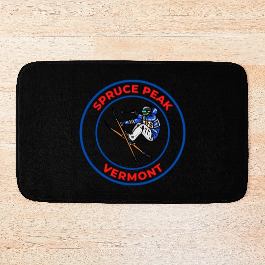 Retro Cool Skiing in Spruce Peak Vermont Souvenir Bath Mats