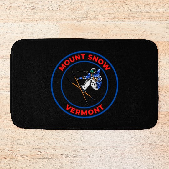 Retro Cool Skiing Mount Snow Vermont Souvenir Bath Mats