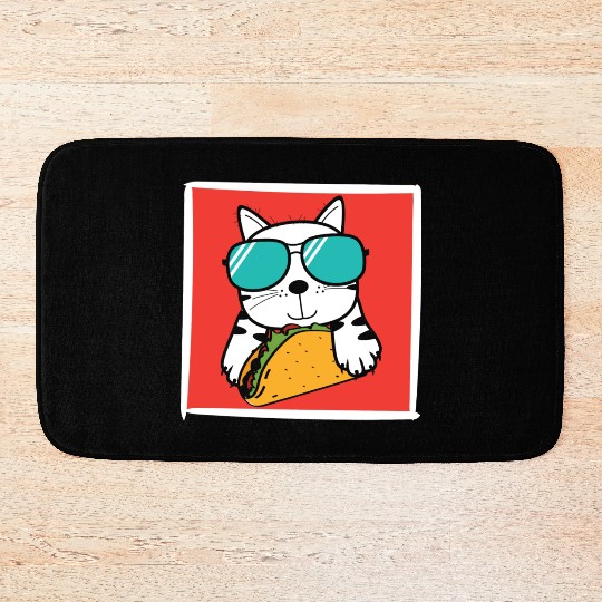Cool Cat Taco Lover Bath Mats