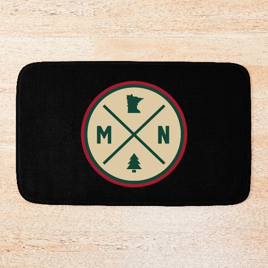 Minnesota Mn Circle Patch Red And Green Bath Mats