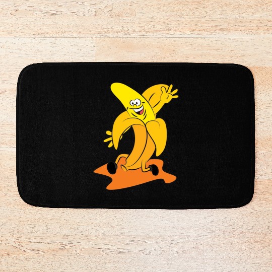 funny running banana Bath Mats