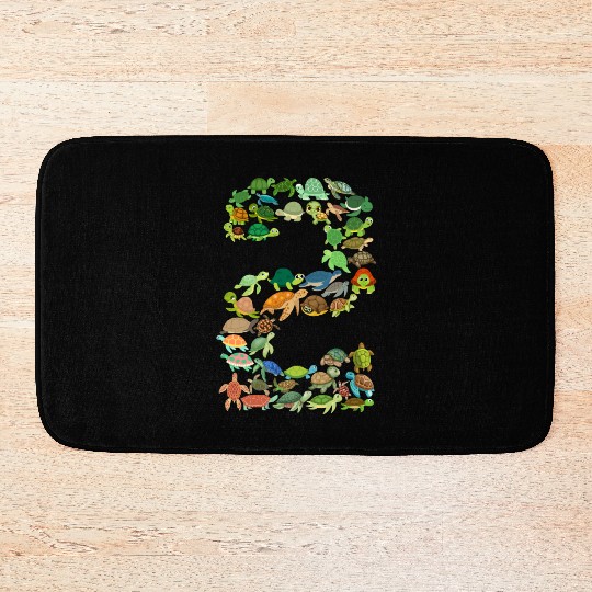 2nd birthday sea turtle tortoise theme 2 year old Bath Mats