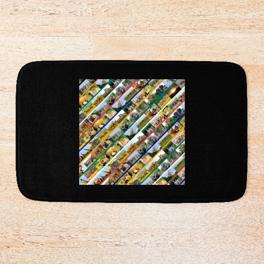 Wildlife Stripe Multi Color Collage Bath Mats