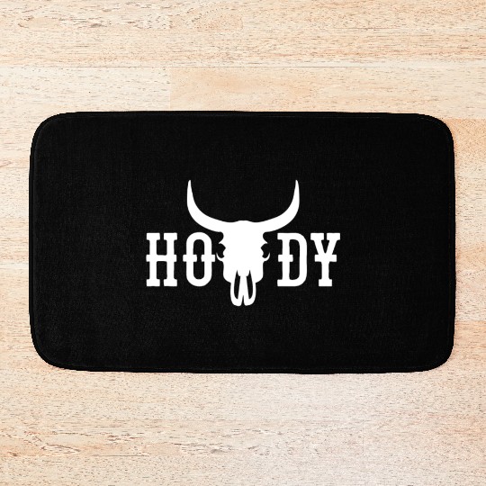 Howdy Cow Skull Western Cowboy Cowgirl Rodeo Howdy Bath Mats