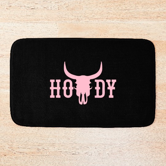 Howdy Cow Skull Western Cowboy Cowgirl Rodeo Howdy Bath Mats