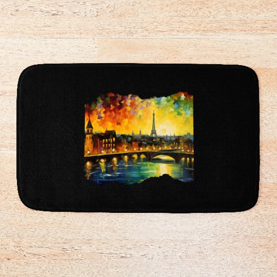 Starry Night over Paris Van Gogh Eiffel Tower Bath Mats