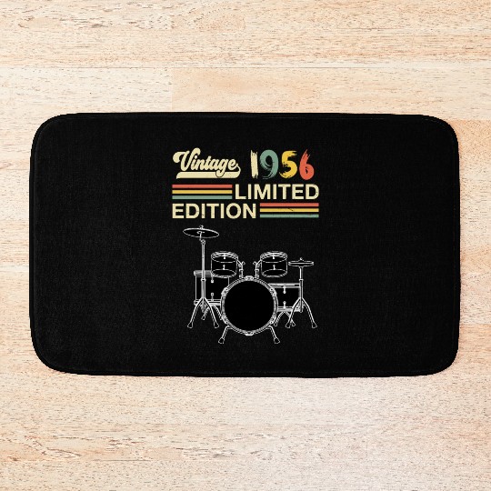 Vintage 1956 Drums 67th Birthday Drummer Bath Mats