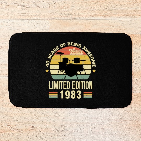 Vintage 1983 Drums 40th Birthday Drummer Bath Mats