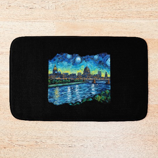 St Paul Minnesota Skyline Tribute Capital Charm Bath Mats
