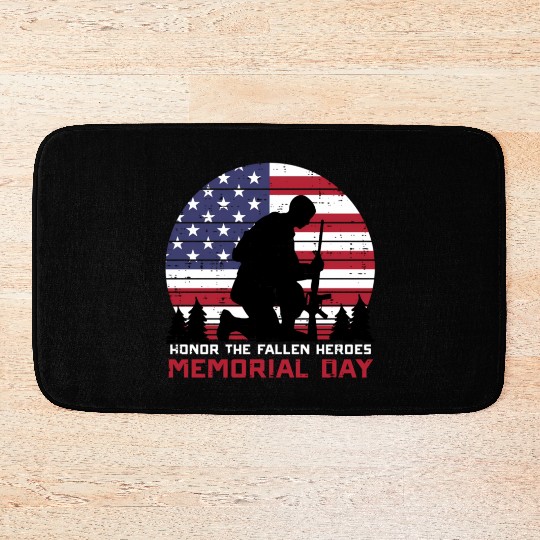 Honor The Fallen Heroes Memorial Day Us Flag Bath Mats