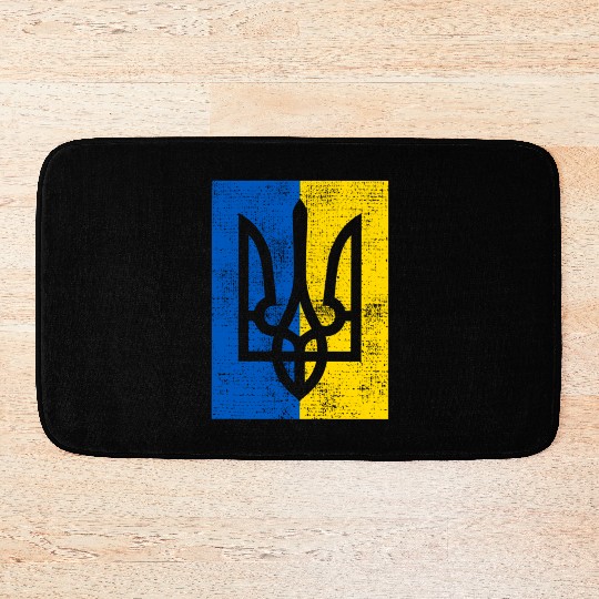Ukraine Ukraina Ukrainian Flag On Back Bath Mats