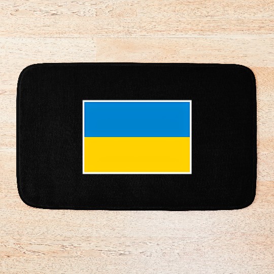 Ukraine Flag With Ukrainian National Colors Bath Mats