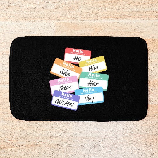 Pride Rainbow Pronouns Bath Mats