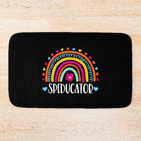 Speducator Rainbow Heart Special Education Teacher Bath Mats