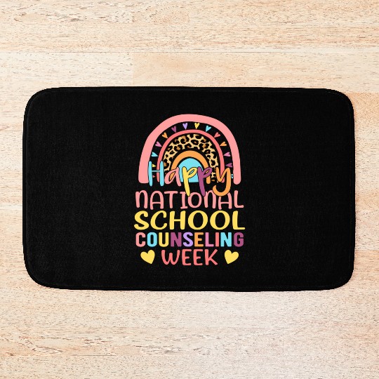 Rainbow Happy National School Counseling Week Coun Bath Mats