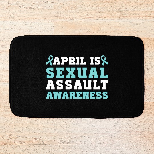 April Is Sexual Assault Awareness Teal Ribbon Bath Mats