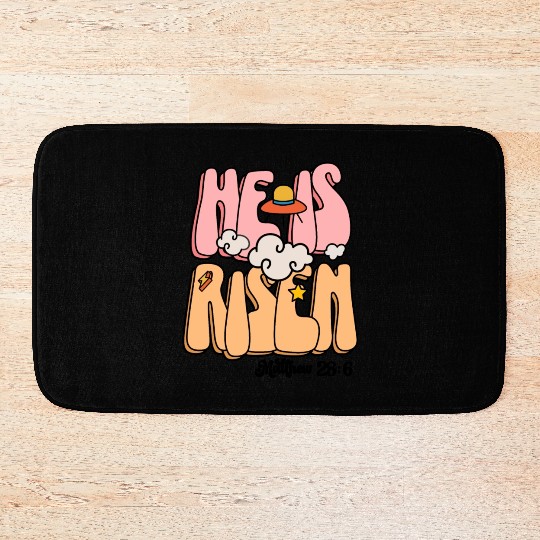 He Is Risen Modern Christian Easter Bath Mats