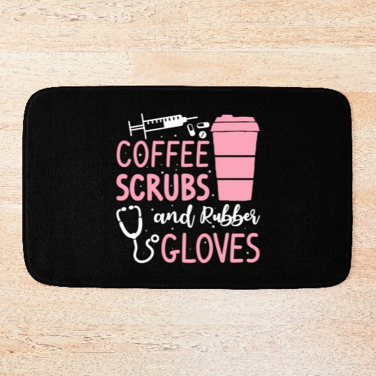 Coffee Scrubs And Rubber Gloves Medical Nurse Doct Bath Mats