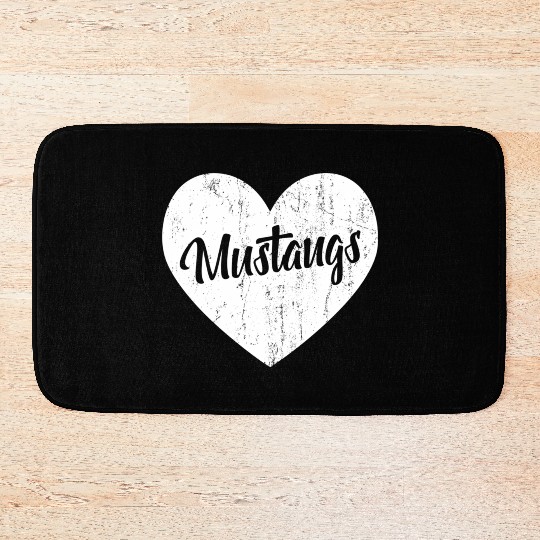 Mustangs School Sports Fan Team Spirit Mascot He Bath Mats