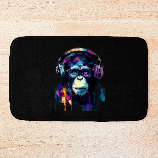 Banksy DJ Monkey with Headphones Bath Mats