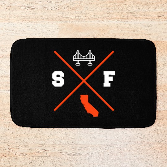 Sf San Francisco California Orange Outline Bath Mats