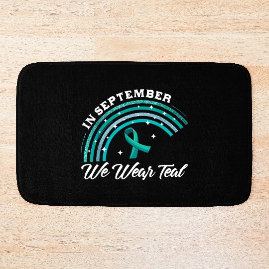 In September We Wear Teal Rainbow Pcos Awareness Bath Mats