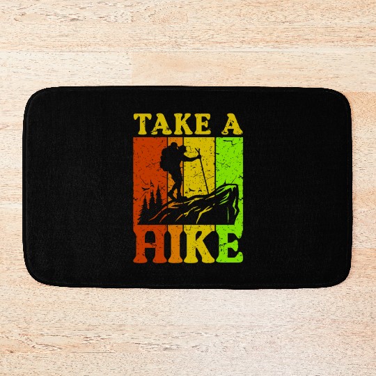 Take a Hike Wanderlust Hiker Hiking Mountains Bath Mats