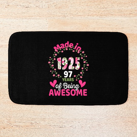 97 97Th Born In 1925 Floral Bath Mats