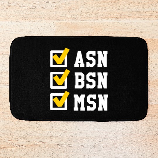 Asn Bsn Msn Nursing Degree Checklist Graduation Bath Mats