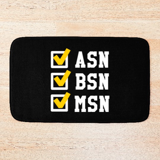 Asn Bsn Msn Nursing Degree Checklist Graduation Bath Mats