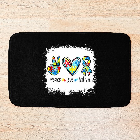 Peace Love Autism In April We Wear Blue For Autism Bath Mats