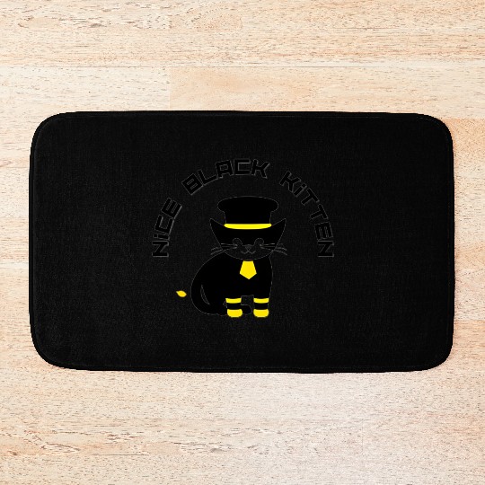 Nice black kitten Bath Mats