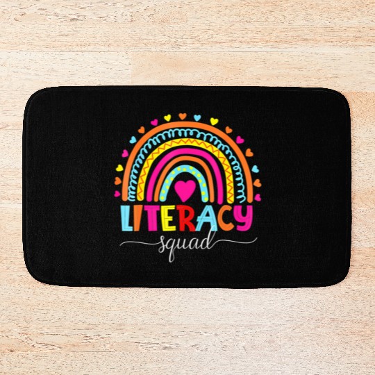 Literacy Squad Reading Teacher Rainbow Back To Sch Bath Mats