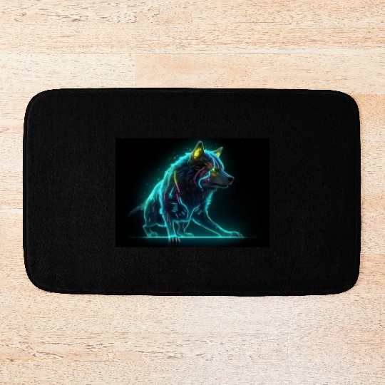 Neon Moon Wolf Bath Mats