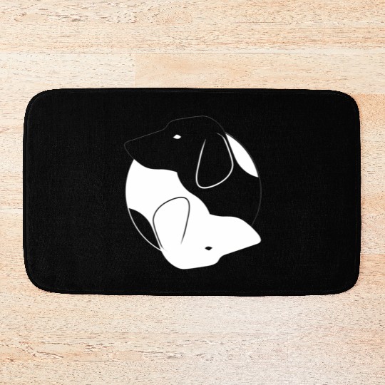 Yin Yang Dachshund Dog Symbol Zen Meditation Bath Mats