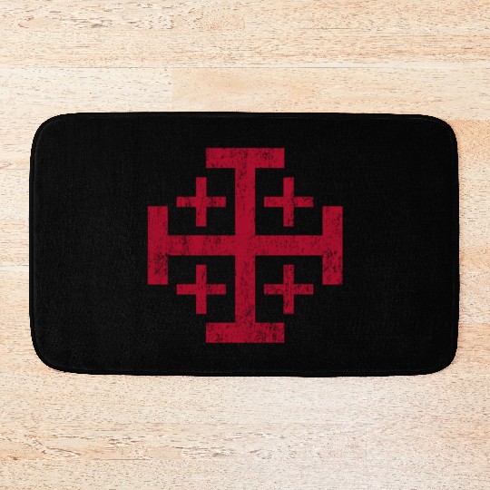 Distressed Jerusalem Cross Knights Templar Bath Mats