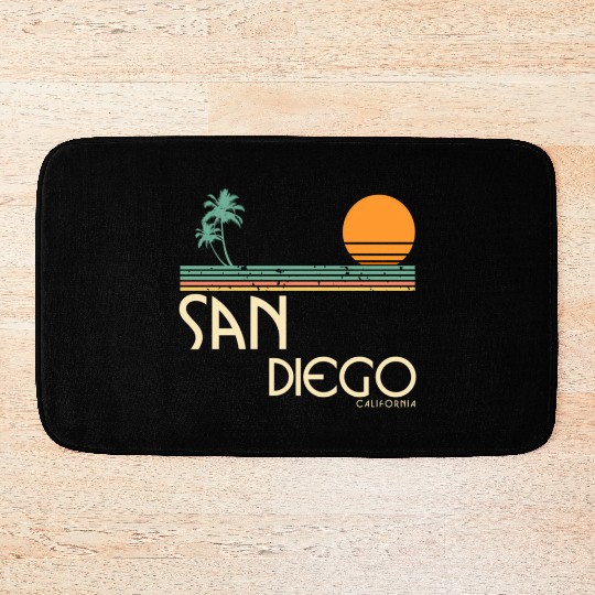San Diego California Sunset Palms Bath Mats