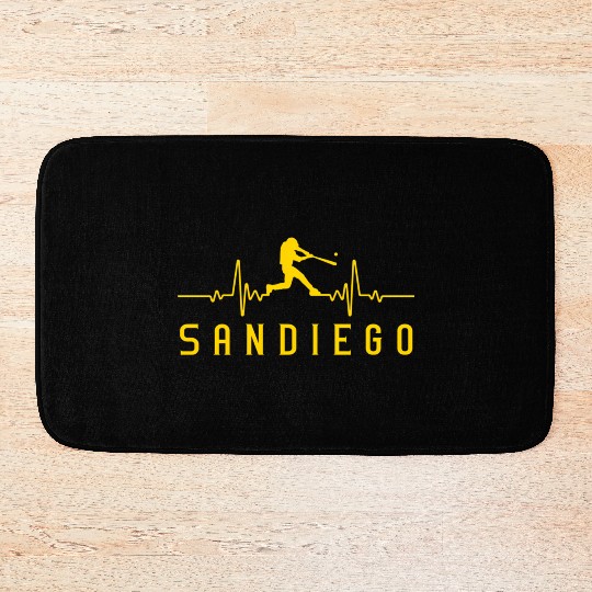 San Diego Baseball Heartbeat Sd Game Day Padre Bath Mats