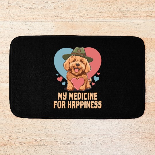My Medicine For Happiness Goldendoodle Dog Dad Bath Mats