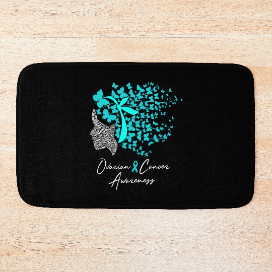 Ovarian Cancer Awareness Teal Butterflies Bath Mats