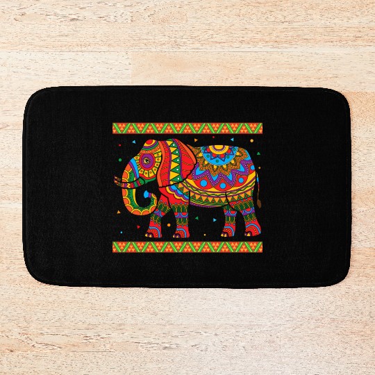 Indian Elephant Colorful Animal Africa Zookeeper S Bath Mats
